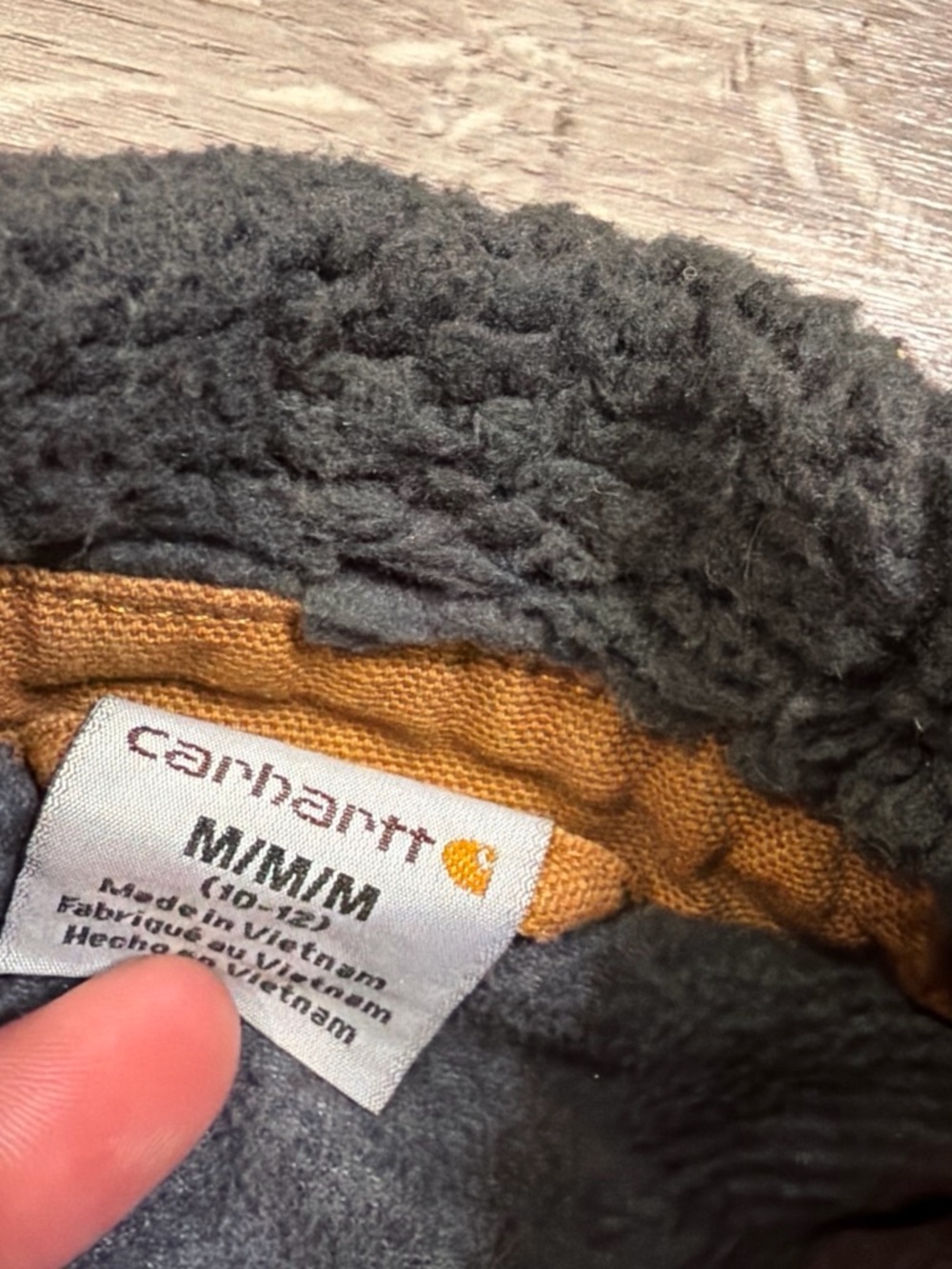 Carhartt Brown Duck Canvas Jacket with Black Sherpa Collar - Picture 3 of 4
